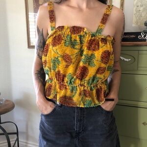 Anthropologie Yellow Floral Tank Top
